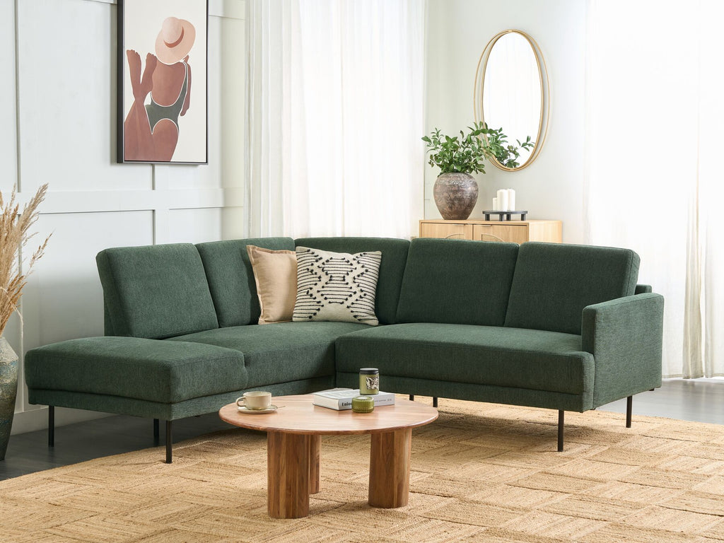 Corner Sofa BREDA Fabric Dark Green 4 Seater Right Hand