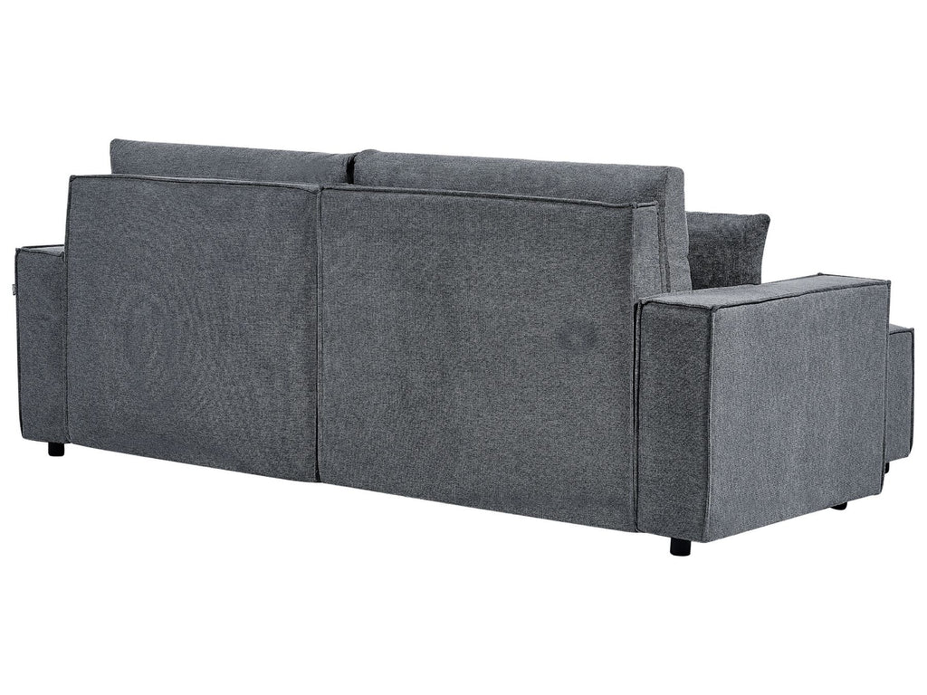 Corner Sofa Bed KARILA Fabric Dark Grey with Storage 3 Seater Right Hand