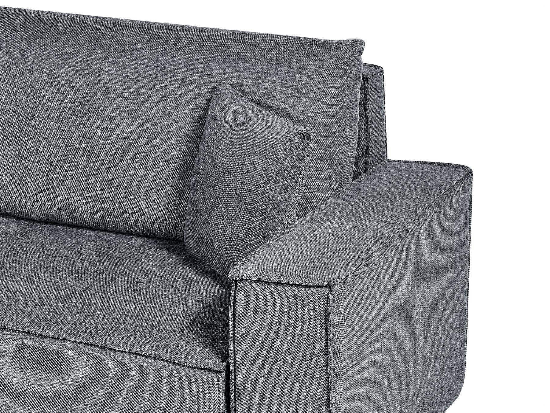 Corner Sofa Bed KARILA Fabric Dark Grey with Storage 3 Seater Right Hand