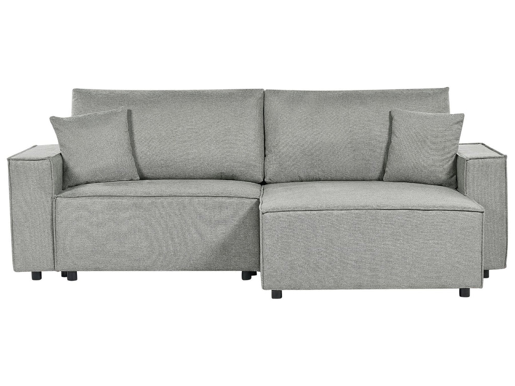 Corner Sofa Bed KARILA Fabric Grey with Storage 3 Seater Left Hand