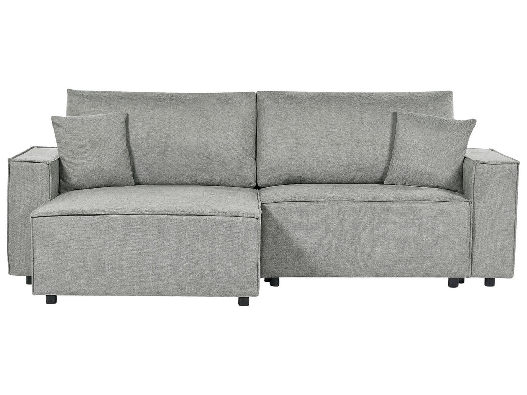 Corner Sofa Bed KARILA Fabric Grey with Storage 3 Seater Right Hand