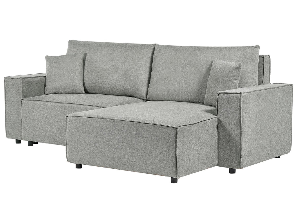 Corner Sofa Bed KARILA Fabric Grey with Storage 3 Seater Left Hand