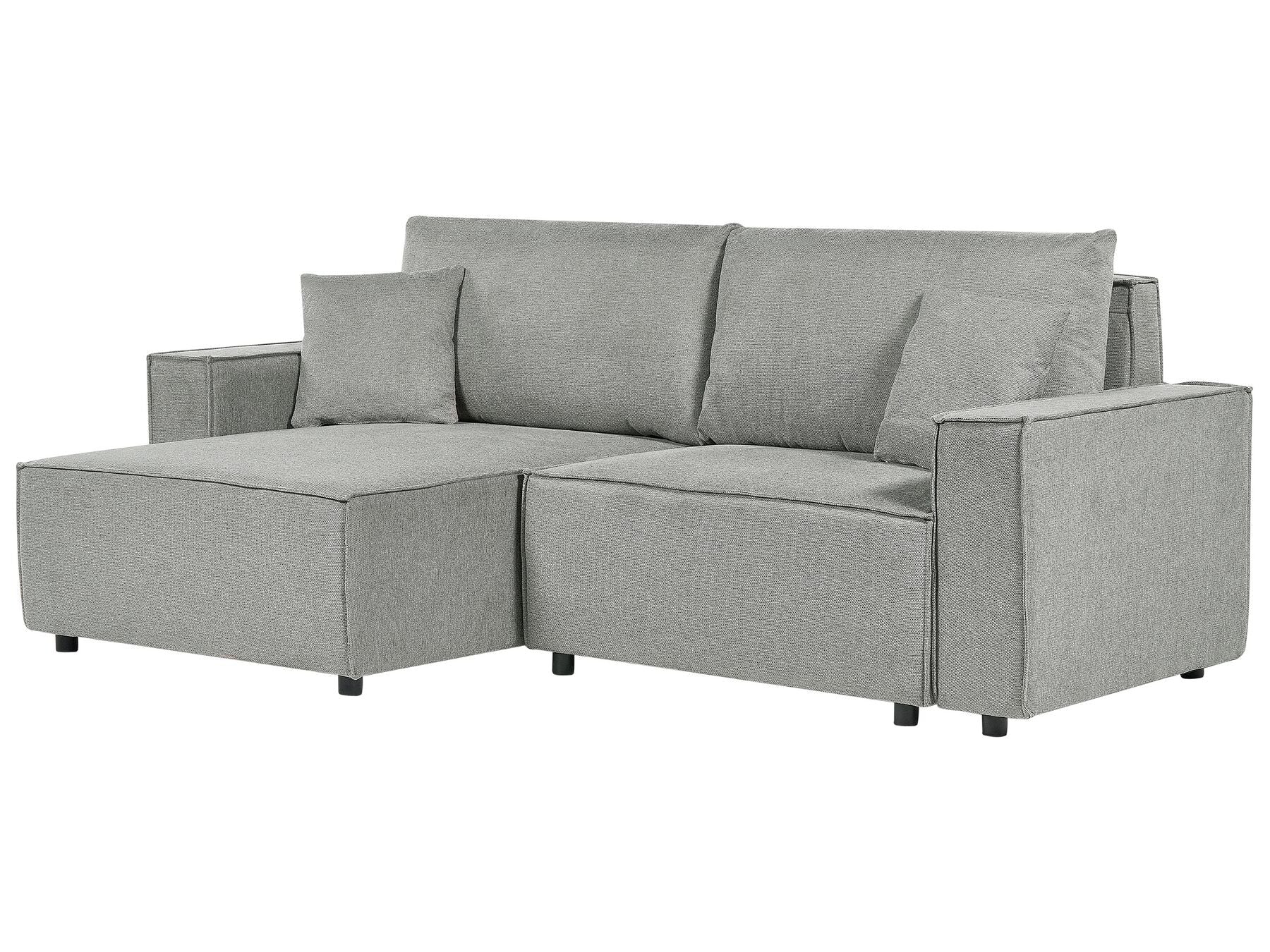 Corner Sofa Bed KARILA Fabric Grey with Storage 3 Seater Right Hand