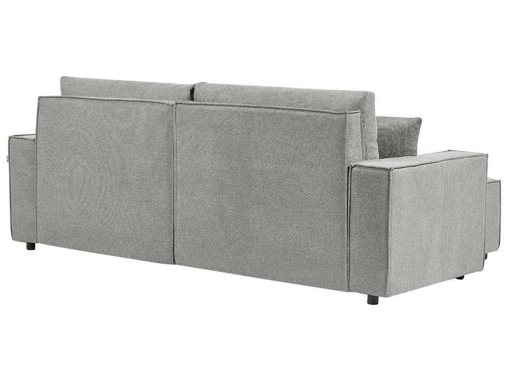 Corner Sofa Bed KARILA Fabric Grey with Storage 3 Seater Right Hand