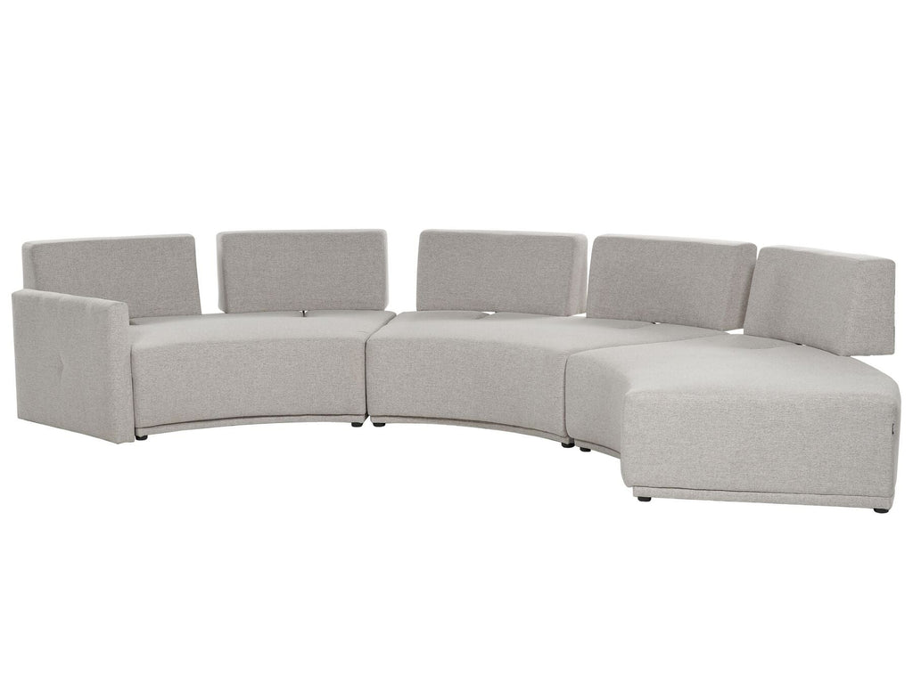 6 Seater Curved Linen Sofa Grey BOLEN