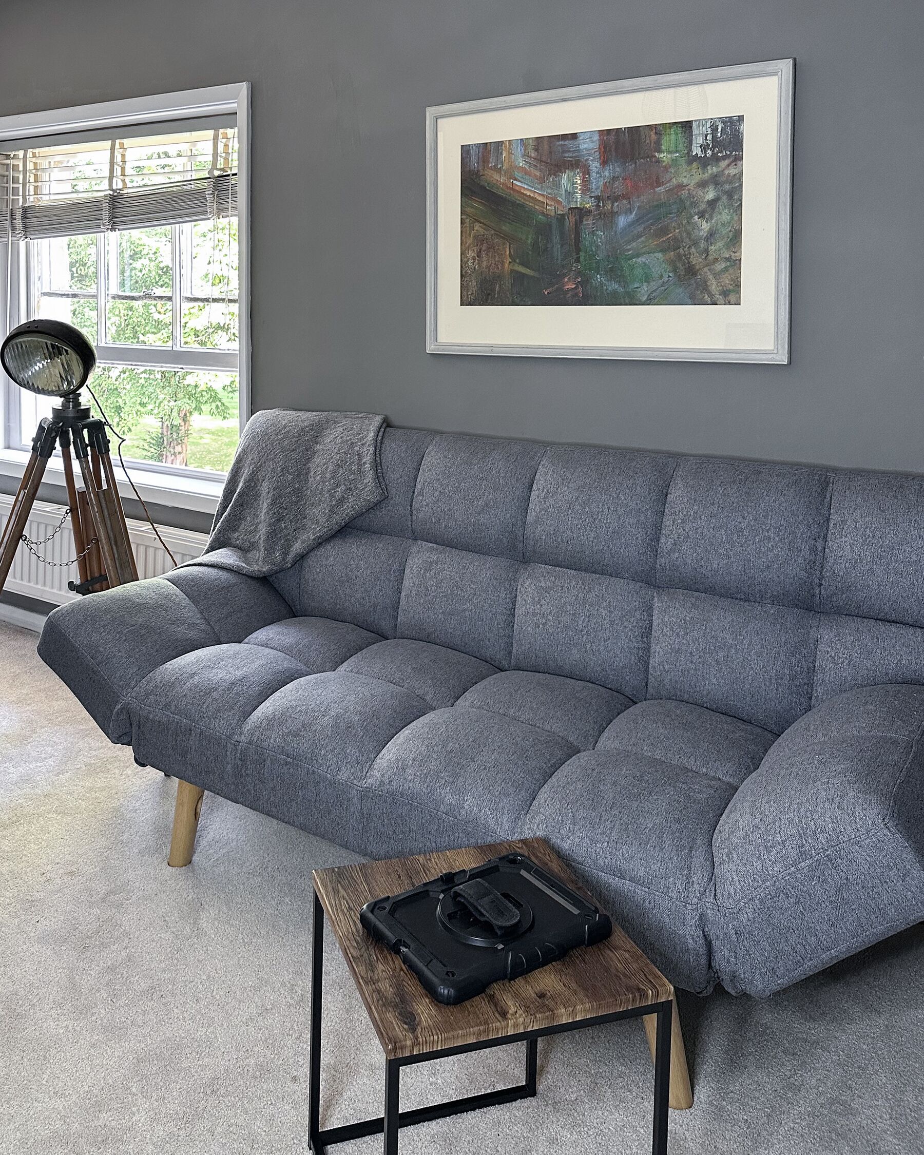 Sofa Bed INGARO Fabric Dark Grey 2 Seater