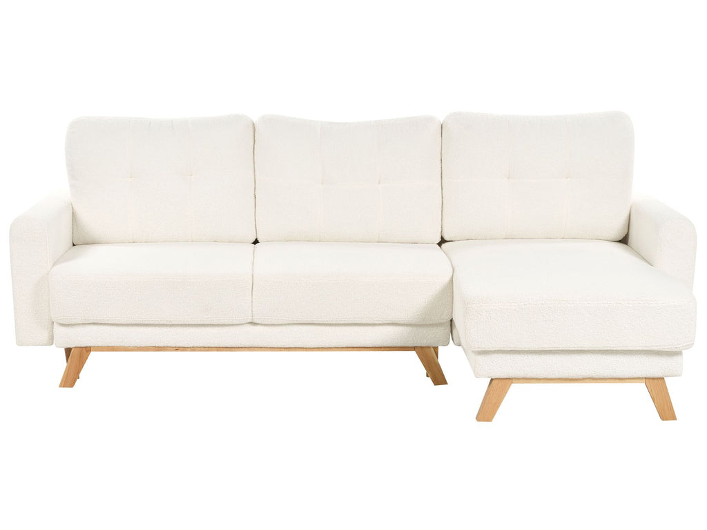Sofa Bed SIRO Boucle Off-White with Storage 3 Seater Left Hand