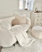 2 Seater Fabric Sofa Black and White LOEN