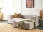 Left Hand Velvet 2 Seater Corner Sofa Taupe Beige VERNON