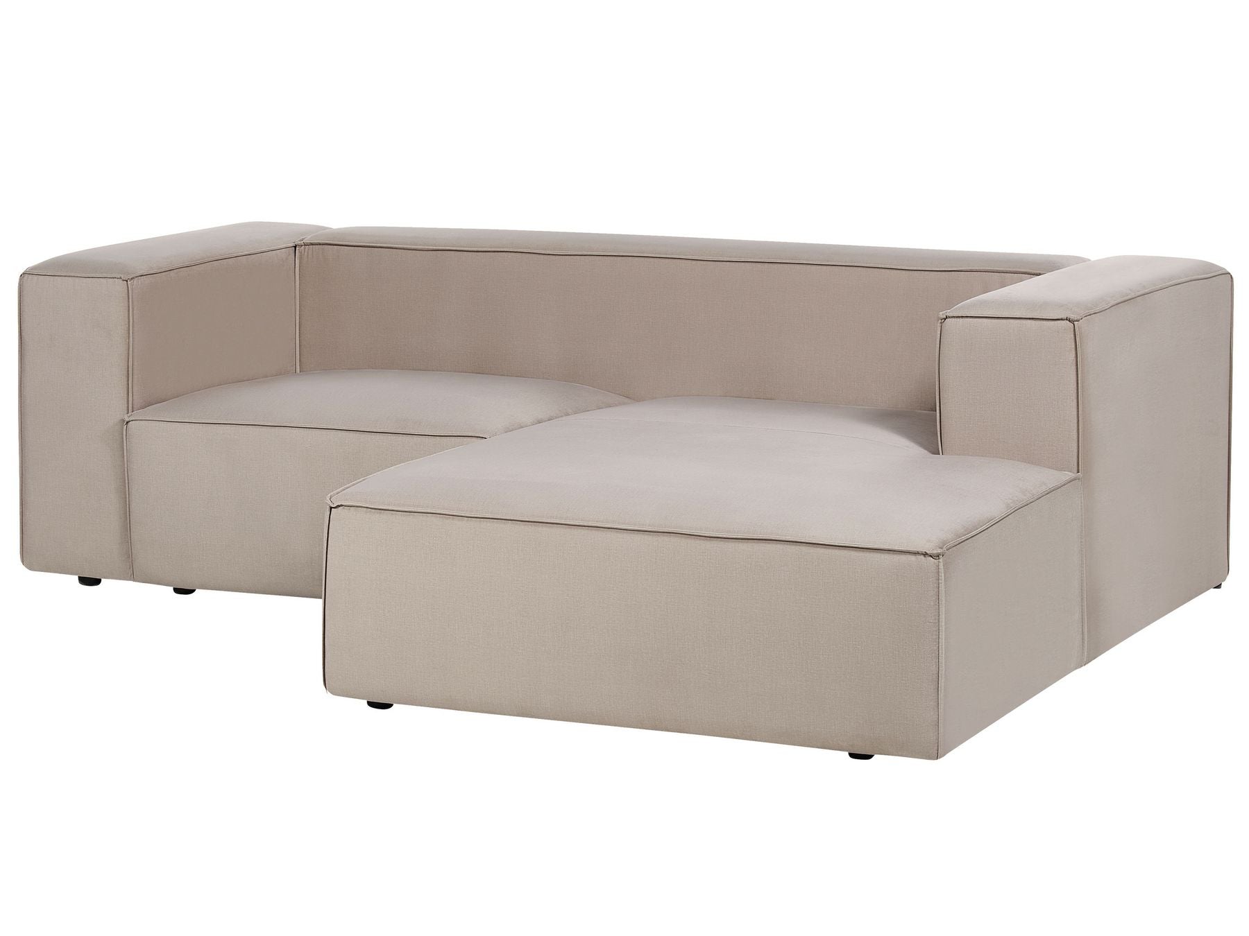 Left Hand Velvet 2 Seater Corner Sofa Taupe Beige VERNON
