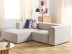 Right Hand 2 Seater Corner Sofa Beige VERNON
