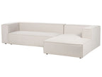 Left Hand 3 Seater Corner Sofa Beige VERNON