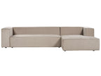 Left Hand Velvet 3 Seater Corner Sofa Taupe Beige VERNON