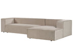 Left Hand Velvet 3 Seater Corner Sofa Taupe Beige VERNON