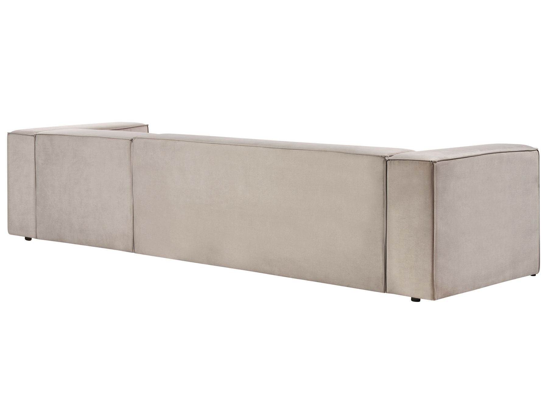 Left Hand Velvet 3 Seater Corner Sofa Taupe Beige VERNON