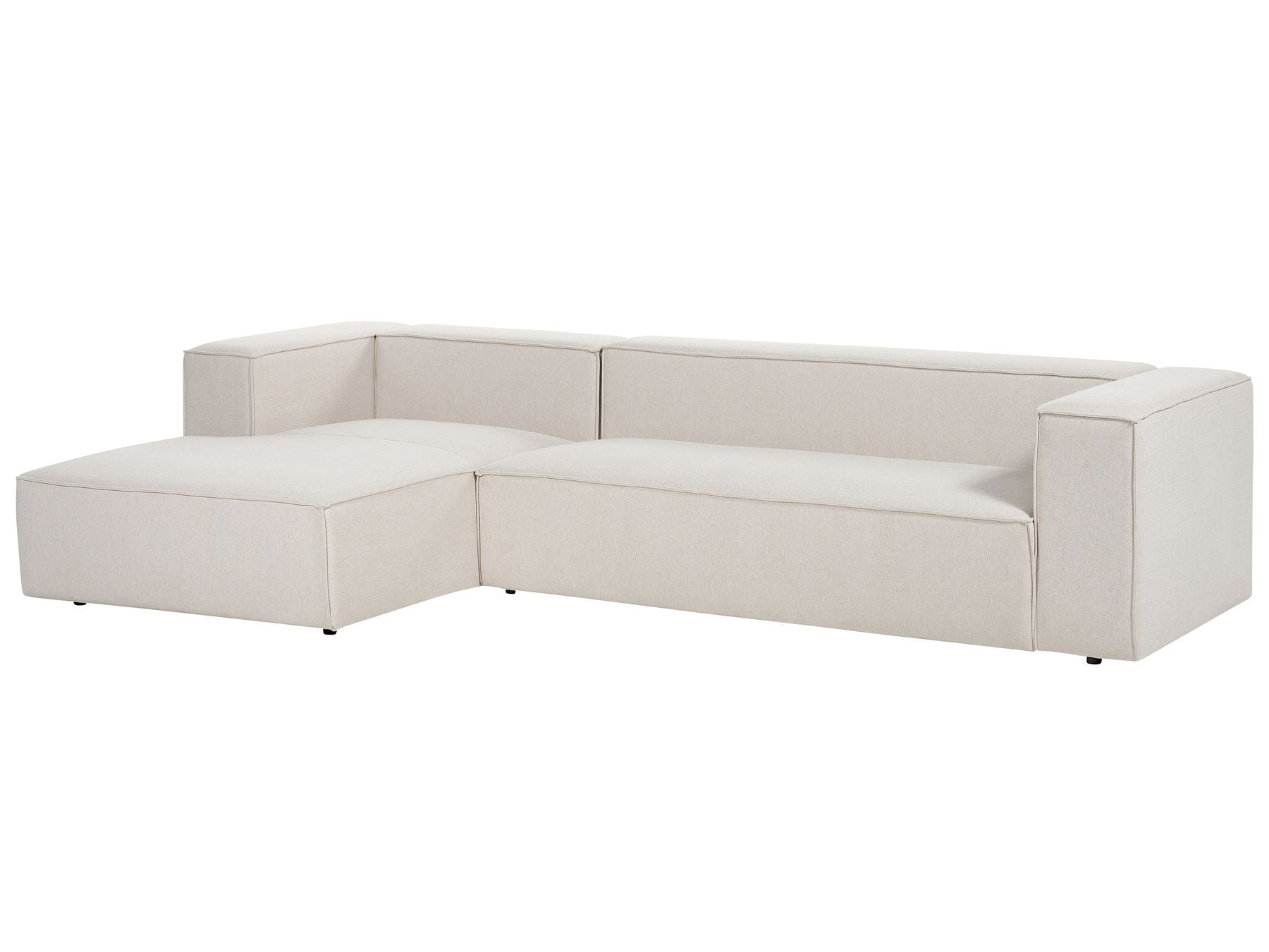 Right Hand 3 Seater Corner Sofa Beige VERNON
