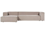 Right Hand Velvet 3 Seater Corner Sofa Taupe Beige VERNON