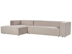 Right Hand Velvet 3 Seater Corner Sofa Taupe Beige VERNON
