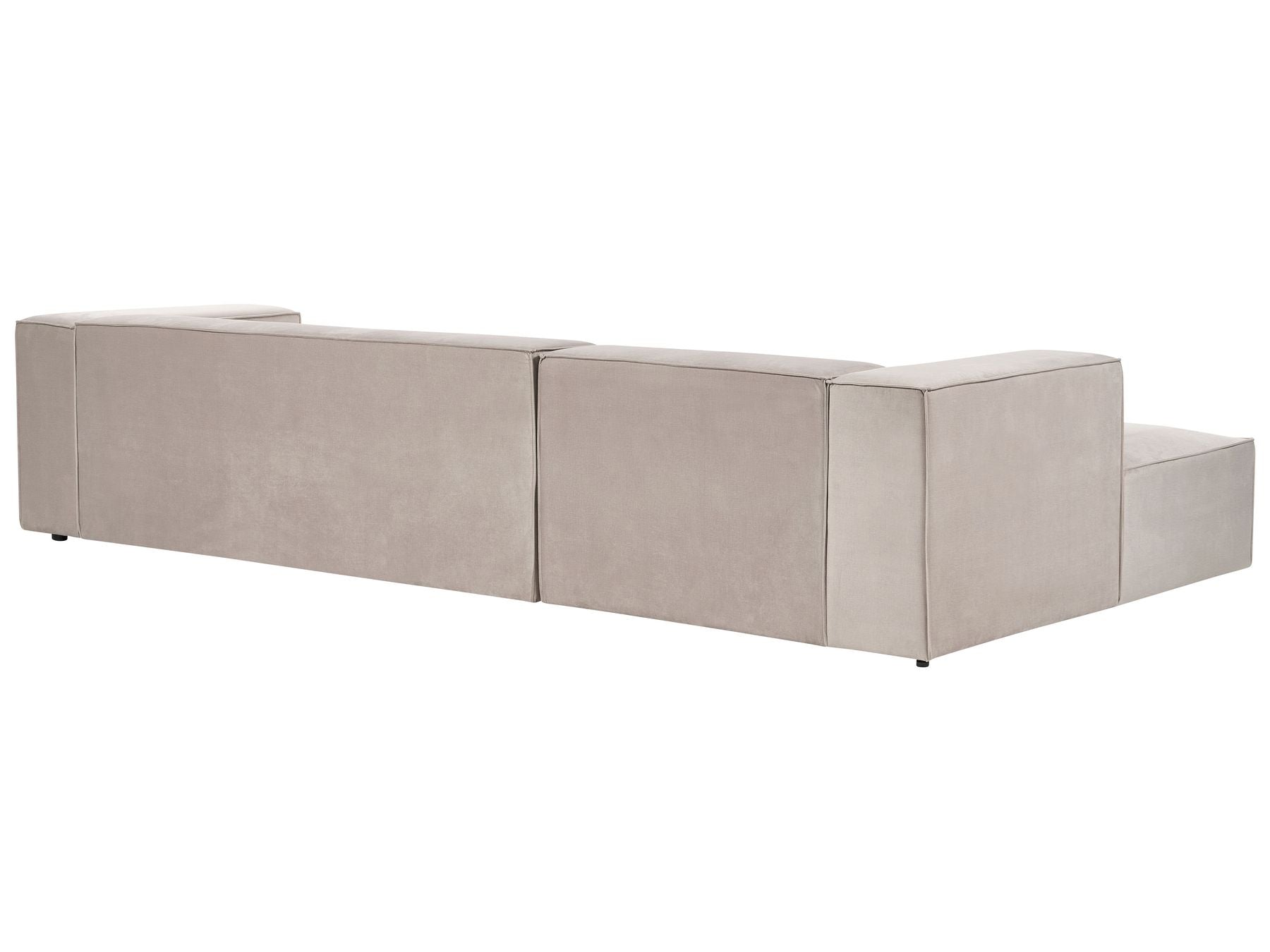 Right Hand Velvet 3 Seater Corner Sofa Taupe Beige VERNON