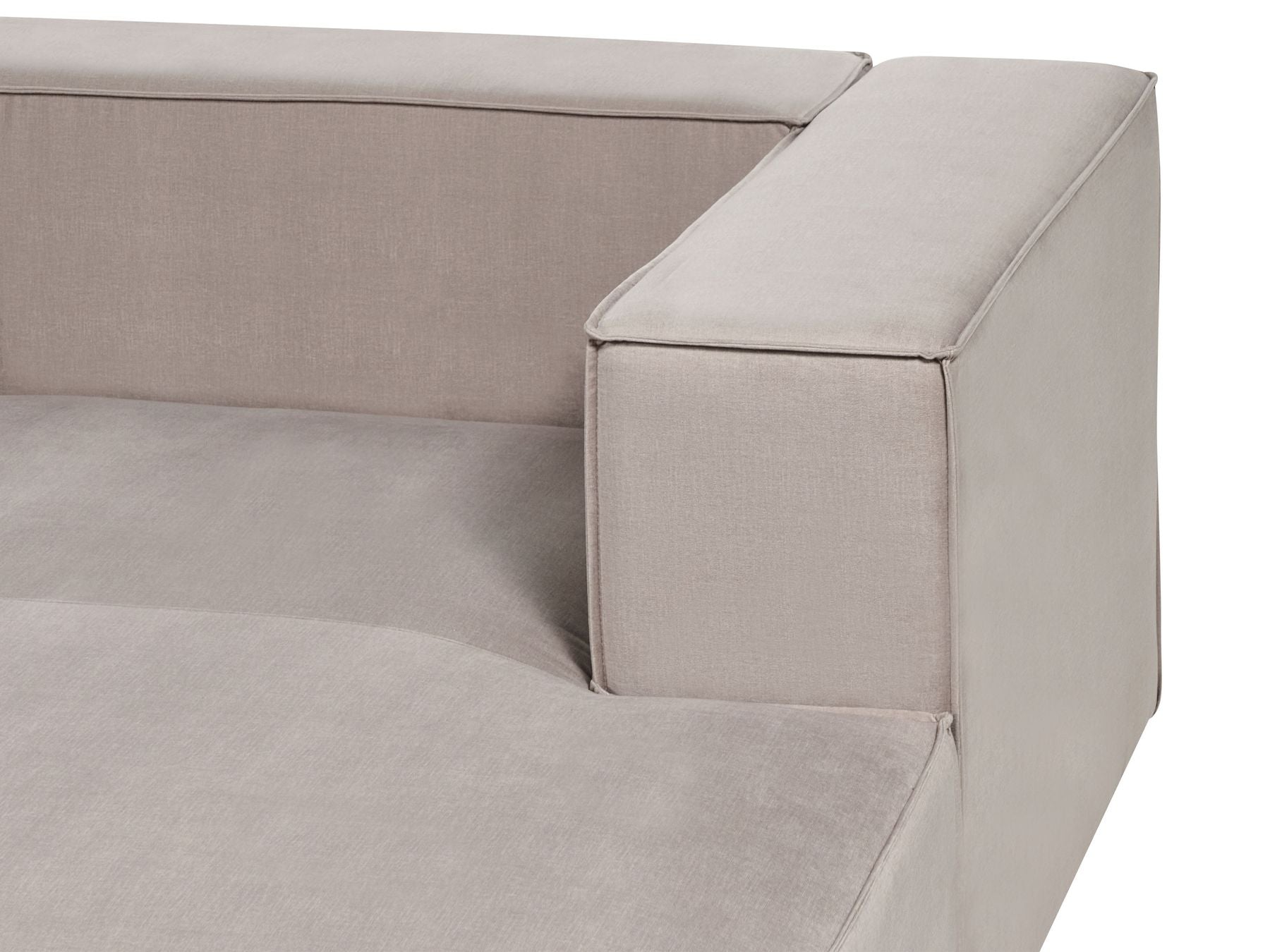 Right Hand Velvet 3 Seater Corner Sofa Taupe Beige VERNON