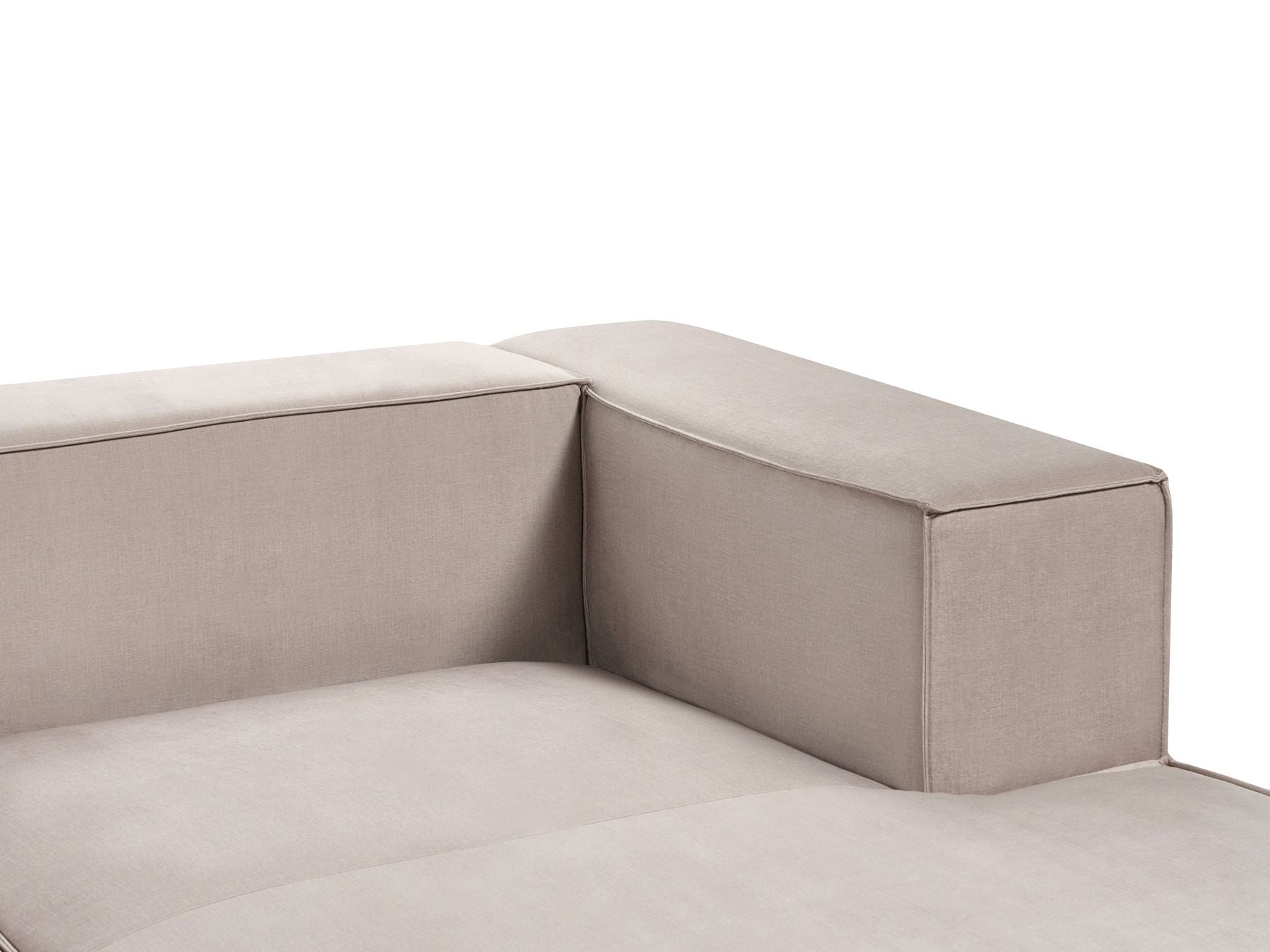 Right Hand Velvet 3 Seater Corner Sofa Taupe Beige VERNON