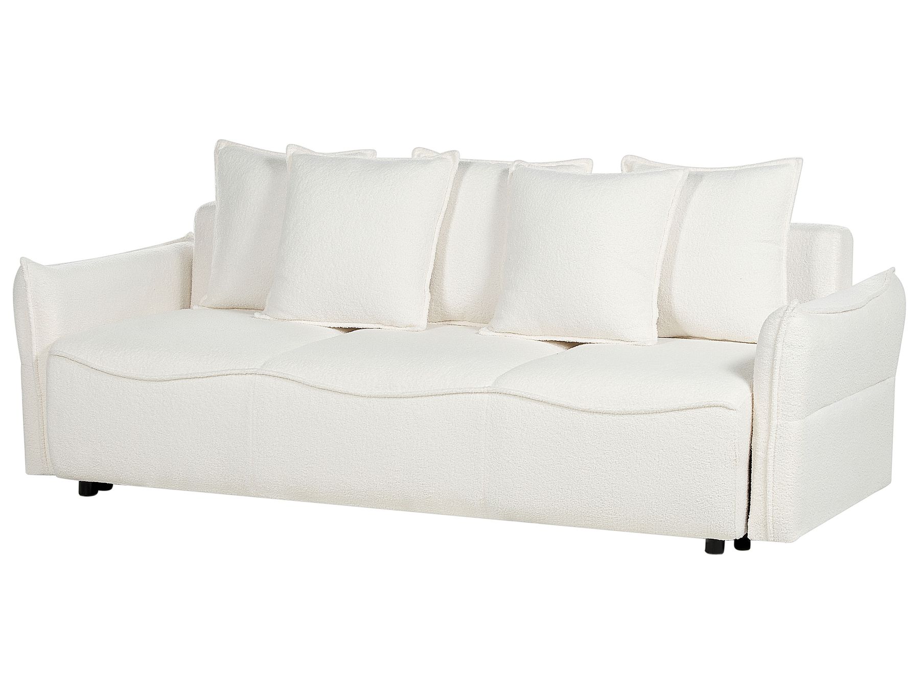 Sofa Bed KRAMA Boucle White with Storage 3 Seater