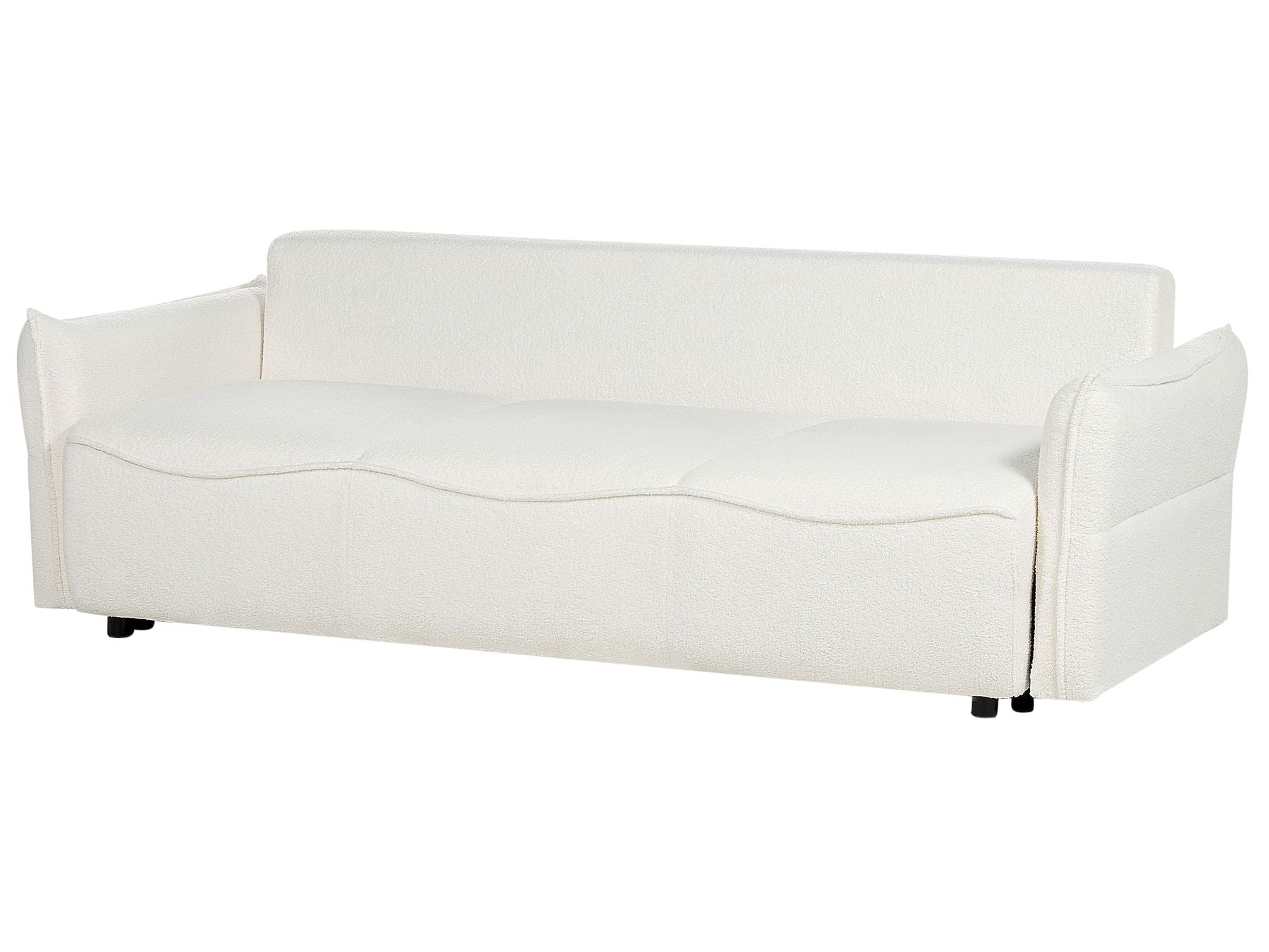 Sofa Bed KRAMA Boucle White with Storage 3 Seater