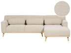 Corner Sofa SIMOS Corduroy Light Beige 3 Seater Left Hand