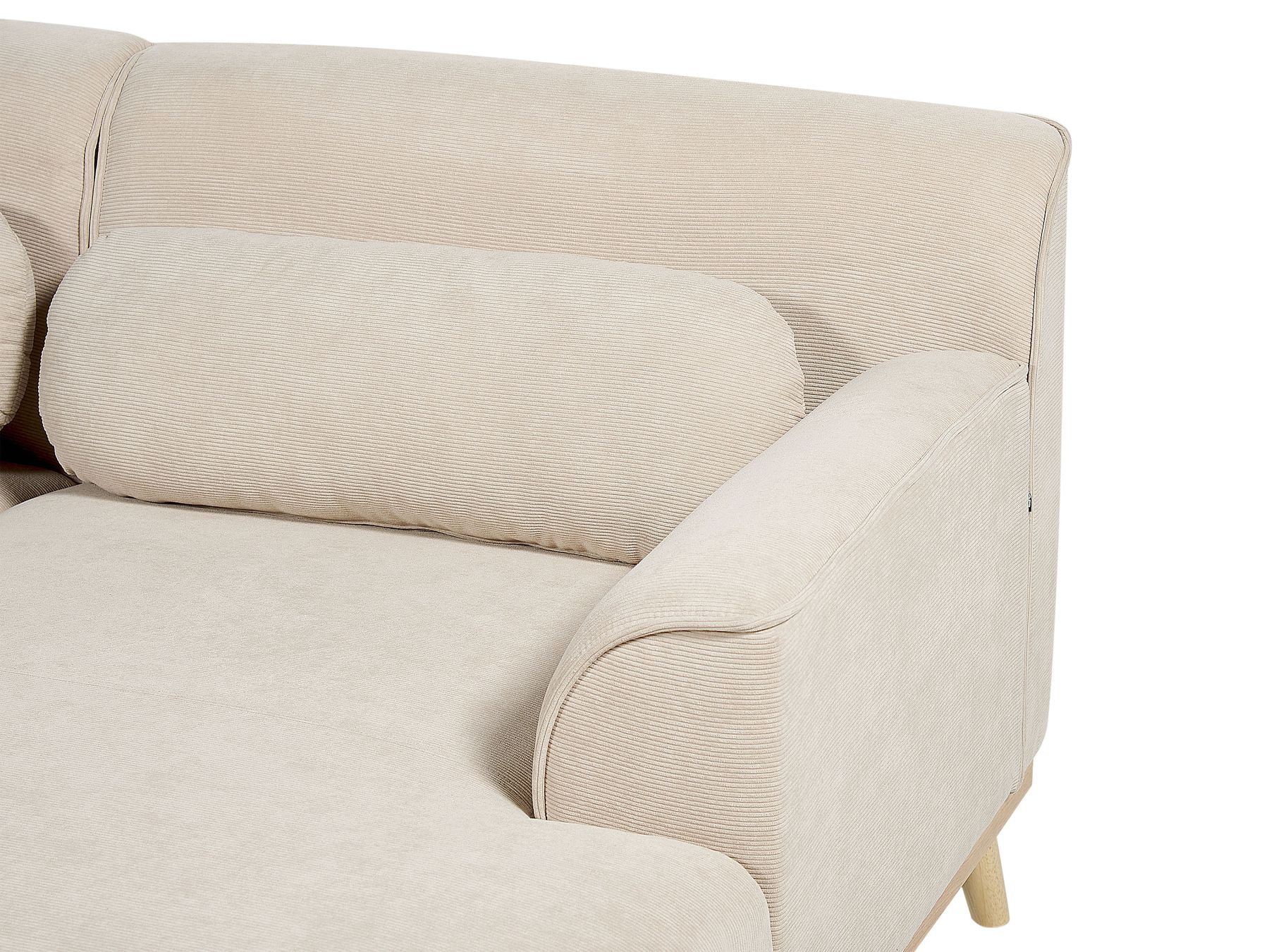 Corner Sofa SIMOS Corduroy Light Beige 3 Seater Left Hand