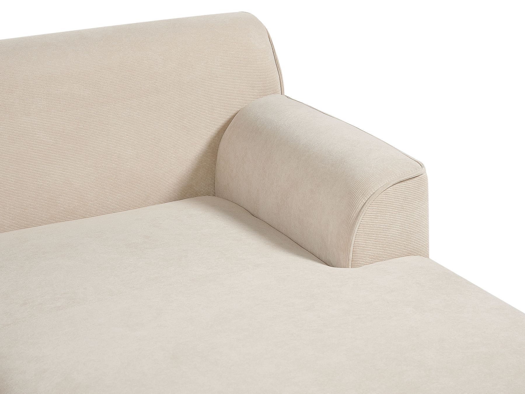 Corner Sofa SIMOS Corduroy Light Beige 3 Seater Left Hand
