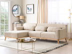 Corner Sofa SIMOS Corduroy Light Beige 3 Seater Right Hand