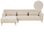 Corner Sofa SIMOS Corduroy Light Beige 3 Seater Right Hand