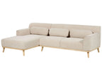 Corner Sofa SIMOS Corduroy Light Beige 3 Seater Right Hand