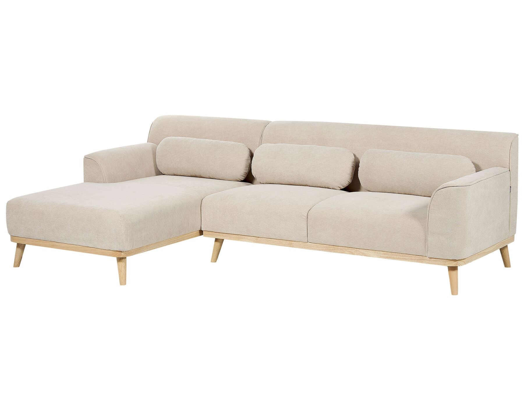Corner Sofa SIMOS Corduroy Light Beige 3 Seater Right Hand