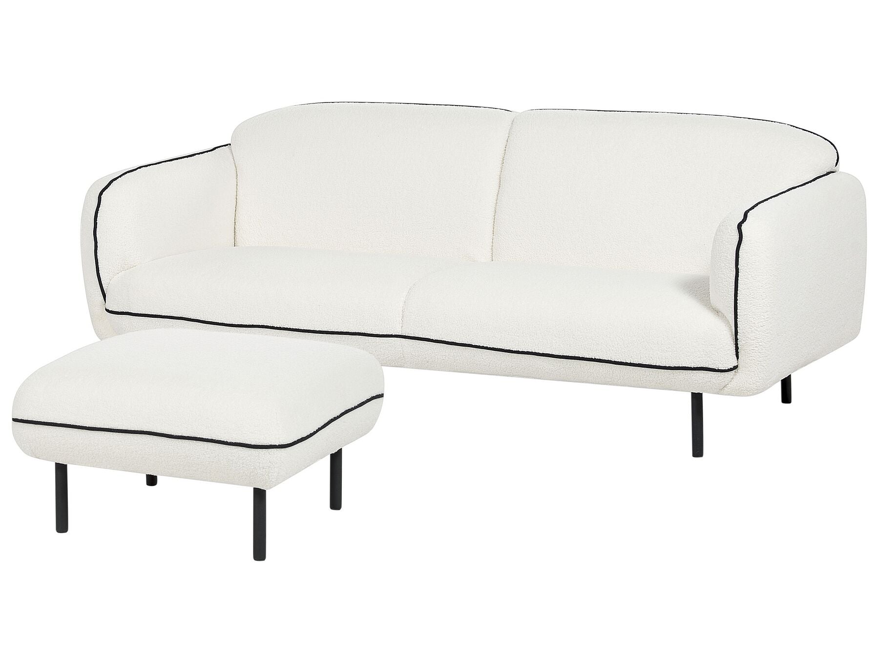 Boucle Sofa with Ottoman White TONSBERG