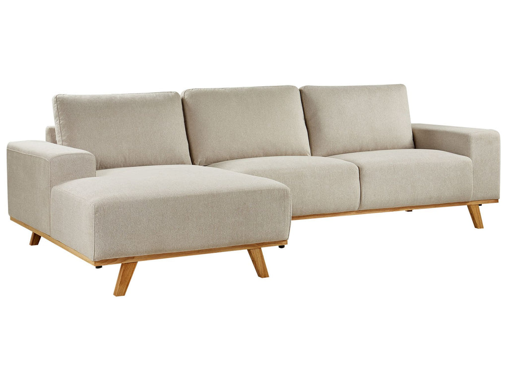 Corner Sofa NORA Fabric Beige 3 Seater Right Hand