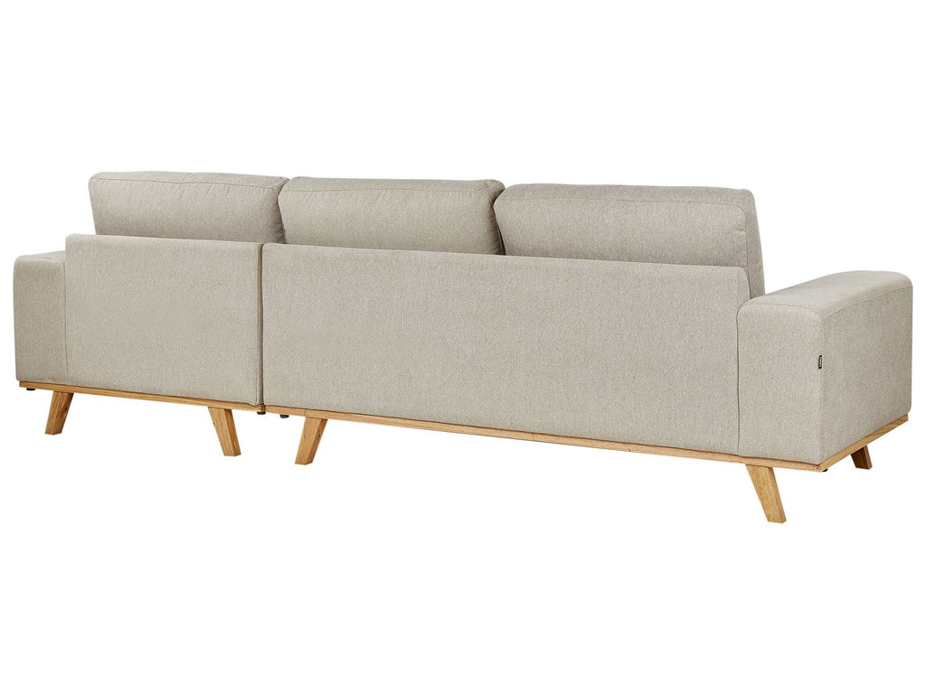 Corner Sofa NORA Fabric Beige 3 Seater Right Hand