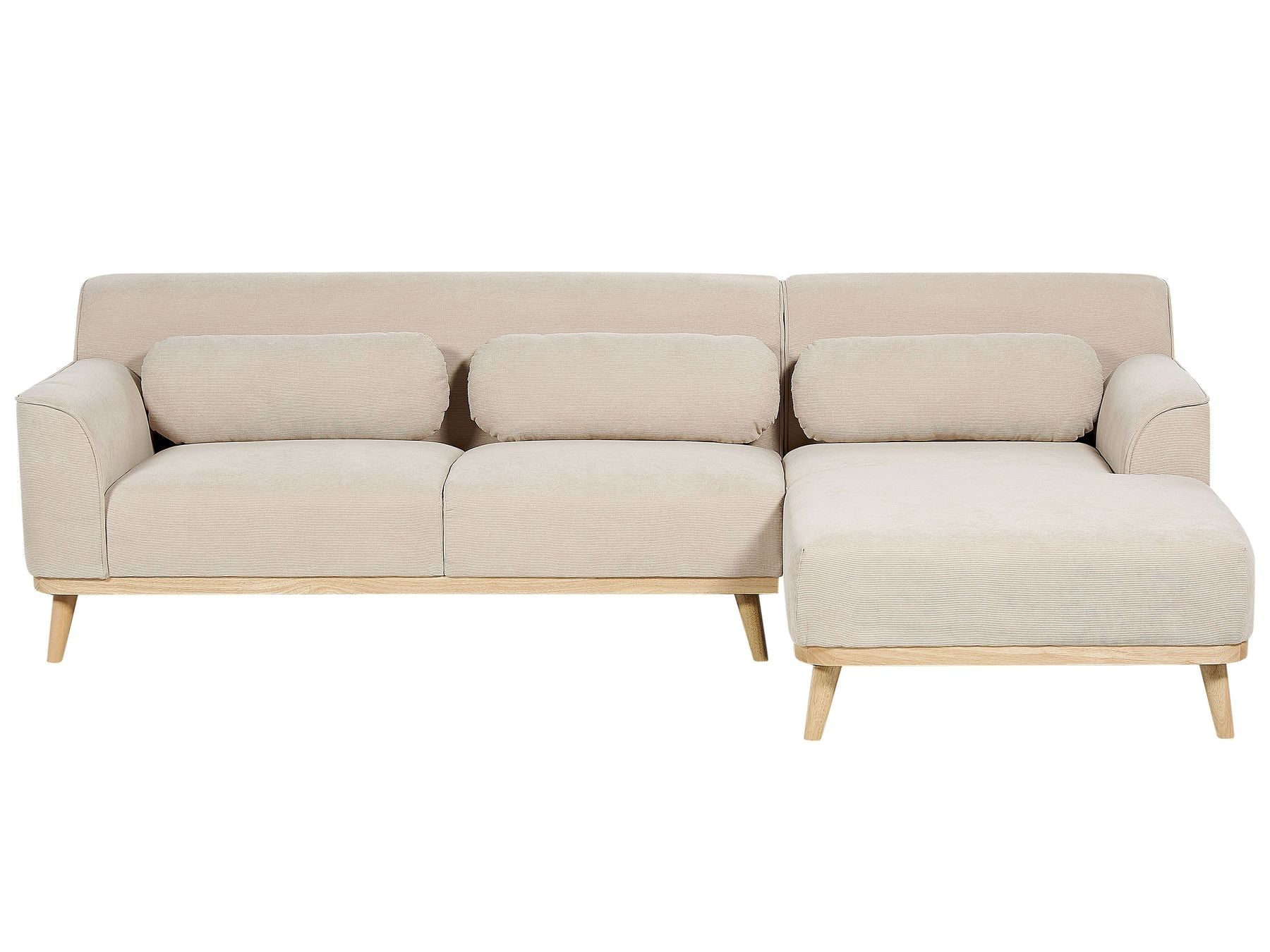 Corner Sofa SIMOS Corduroy Light Beige 3 Seater Left Hand
