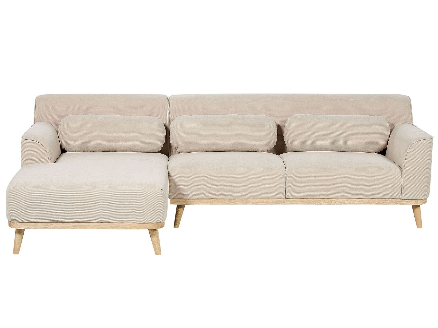 Corner Sofa SIMOS Corduroy Light Beige 3 Seater Right Hand