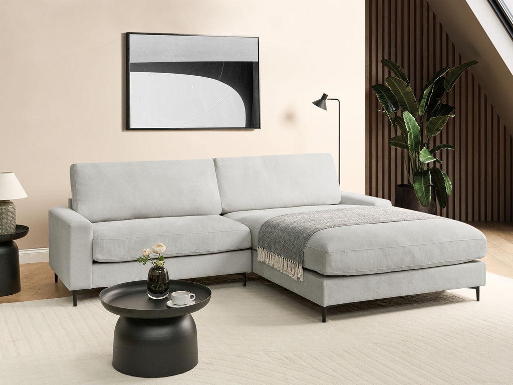 Corner Sofa MALOY Chenille Light Grey 3 Seater Left Hand