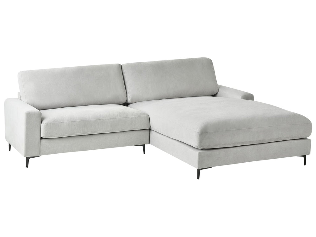 Corner Sofa MALOY Chenille Light Grey 3 Seater Left Hand