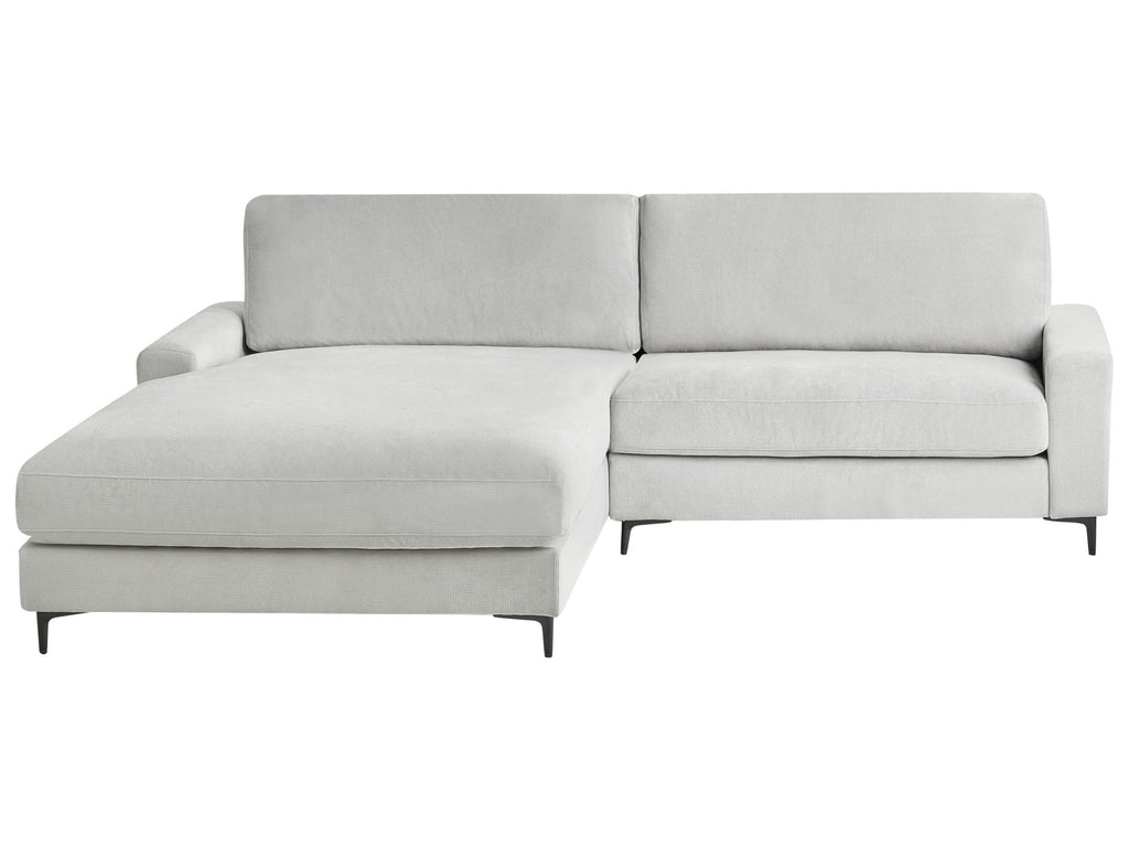 Corner Sofa MALOY Chenille Light Grey 3 Seater Right Hand