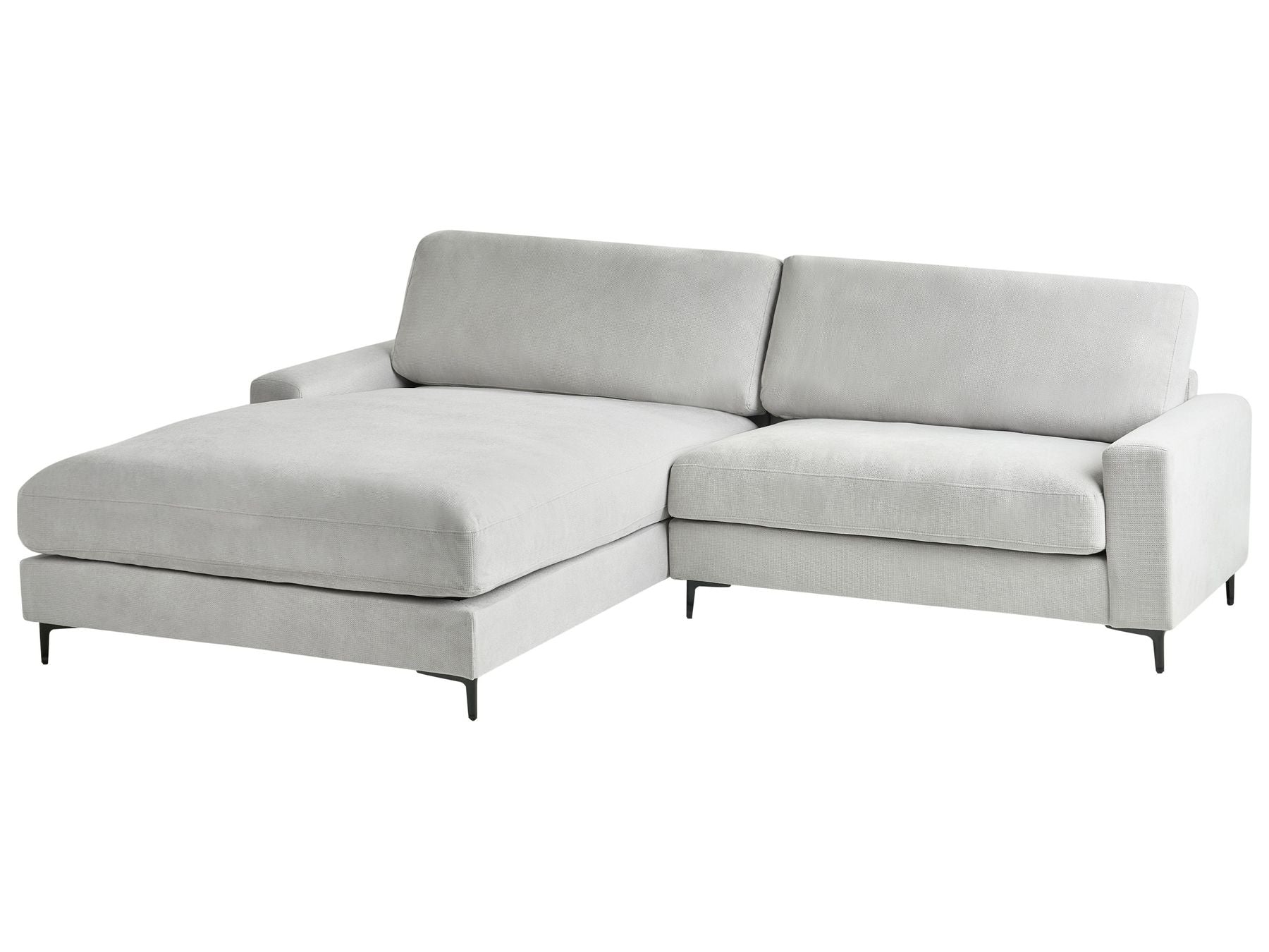 Corner Sofa MALOY Chenille Light Grey 3 Seater Right Hand
