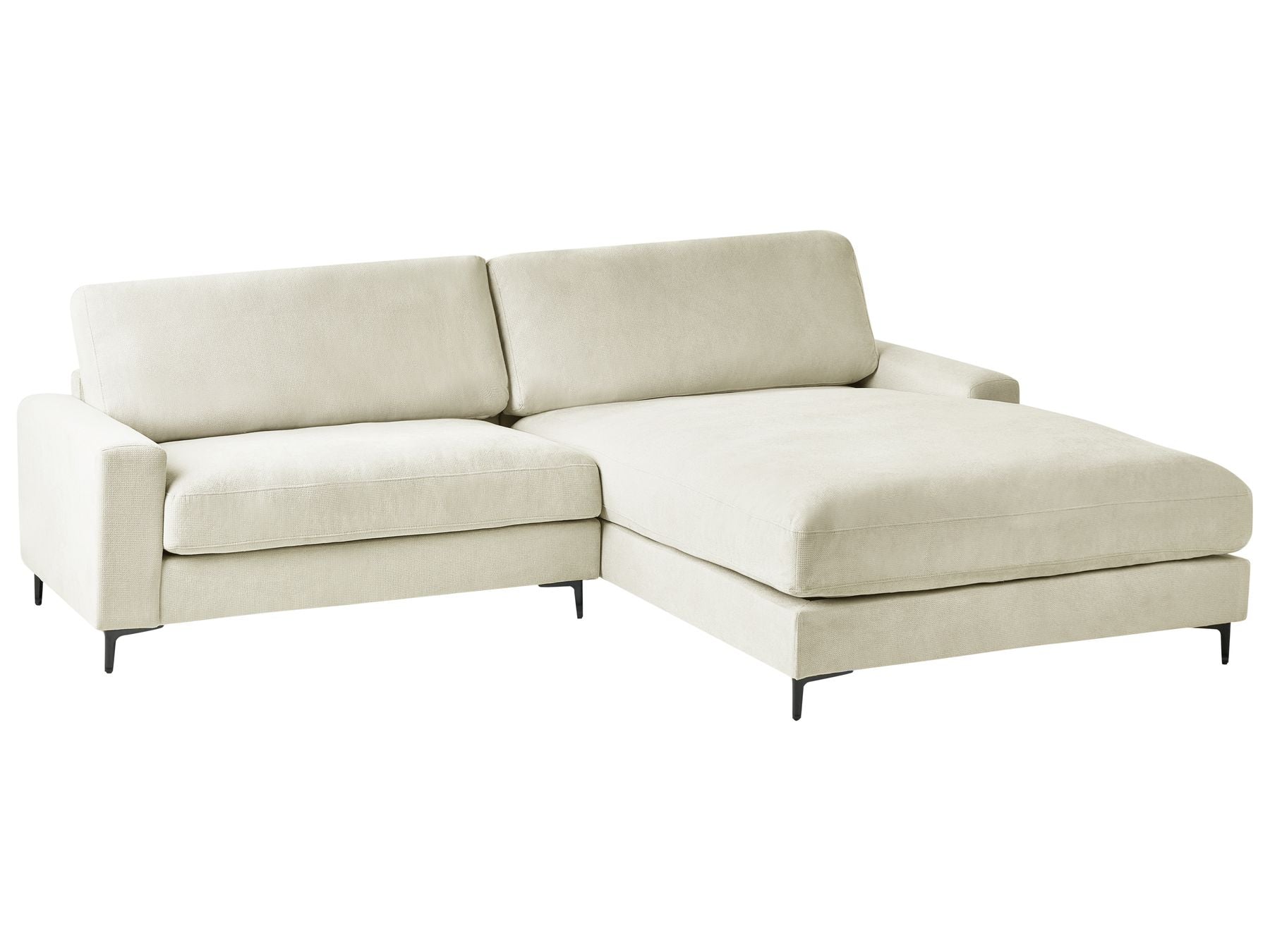 Corner Sofa MALOY Chenille Off-White 3 Seater Left Hand