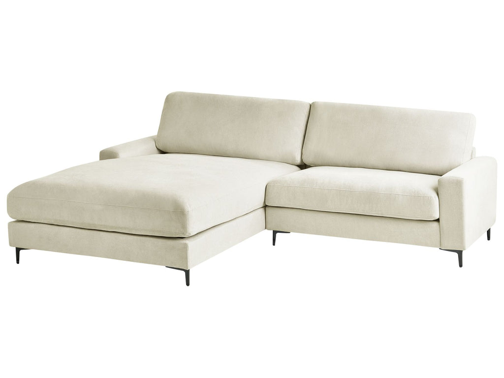 Corner Sofa MALOY Chenille Off-White 3 Seater Right Hand
