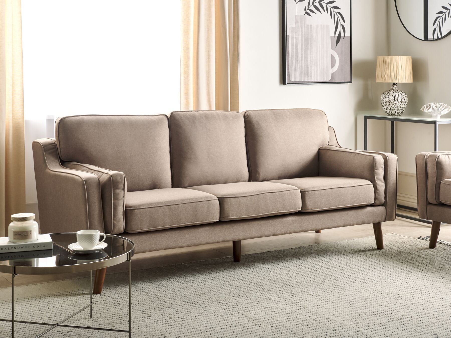 3 Seater Fabric Sofa Brown LOKKA