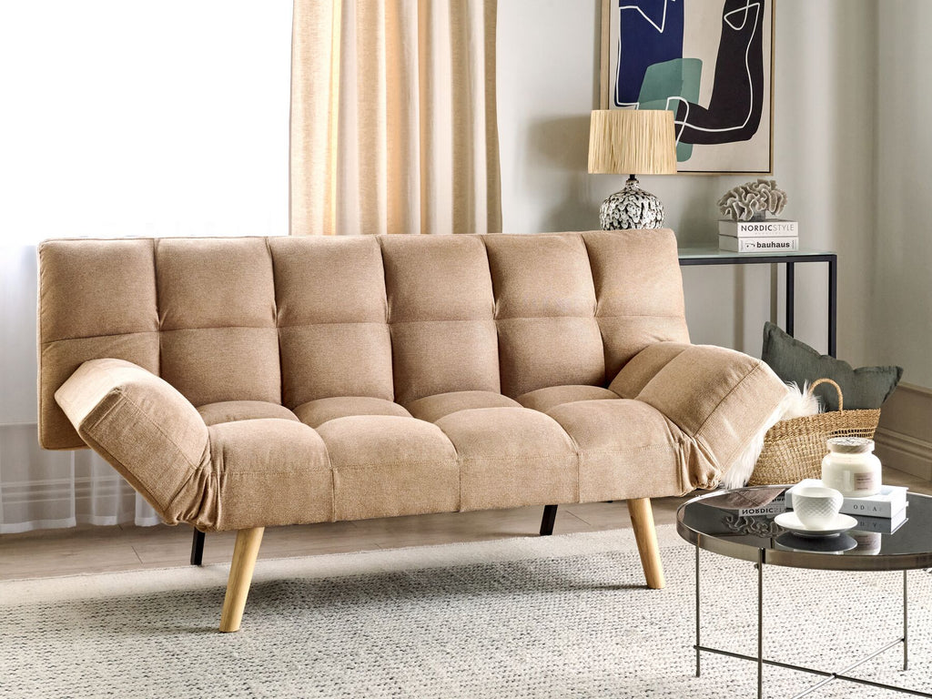 Sofa Bed INGARO Fabric Light Brown 2 Seater