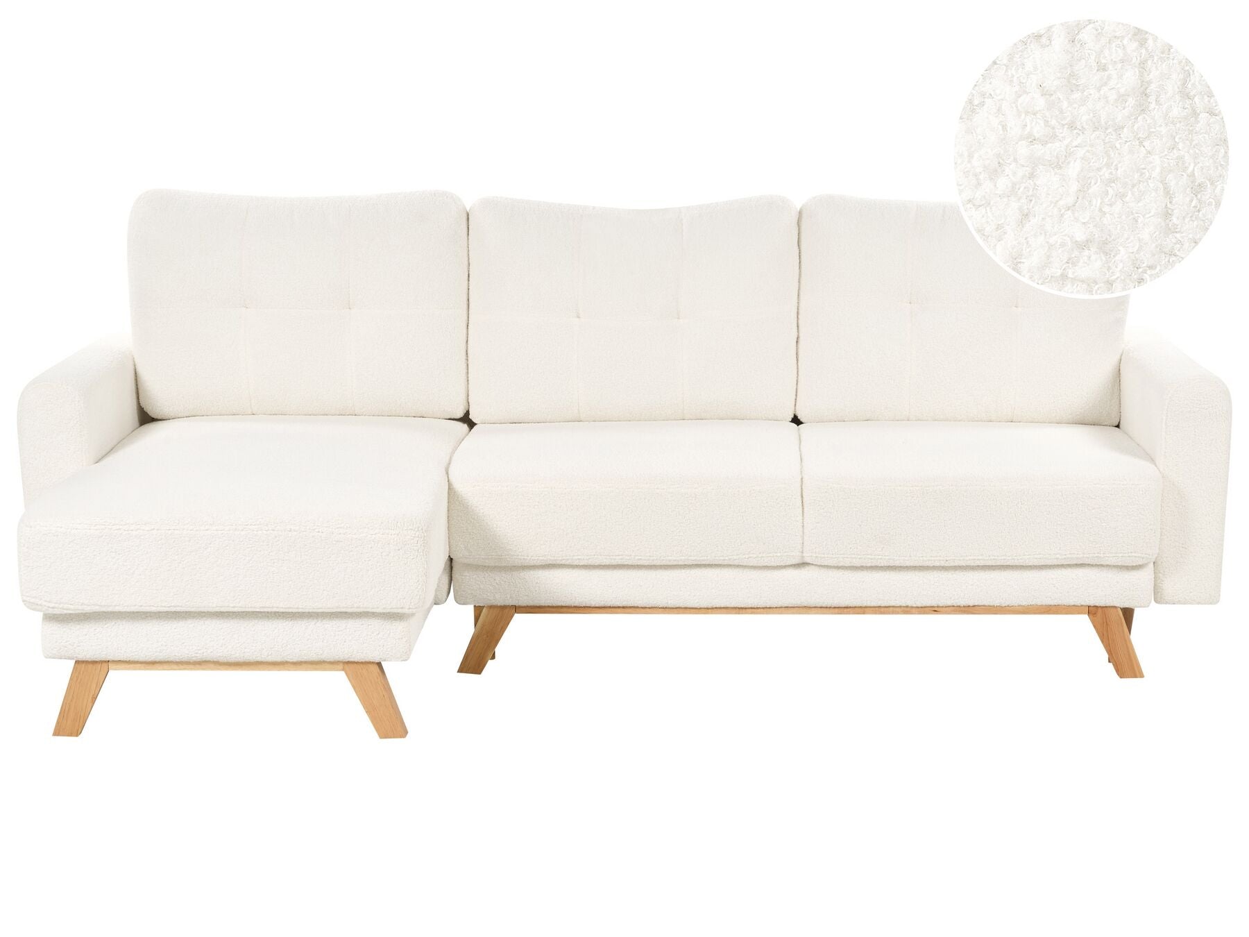 Corner Sofa Bed SIRO Boucle Off-White with Storage 3 Seater Right Hand