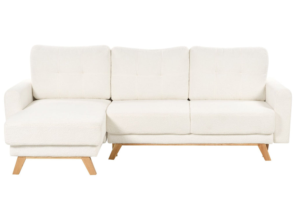Corner Sofa Bed SIRO Boucle Off-White with Storage 3 Seater Right Hand