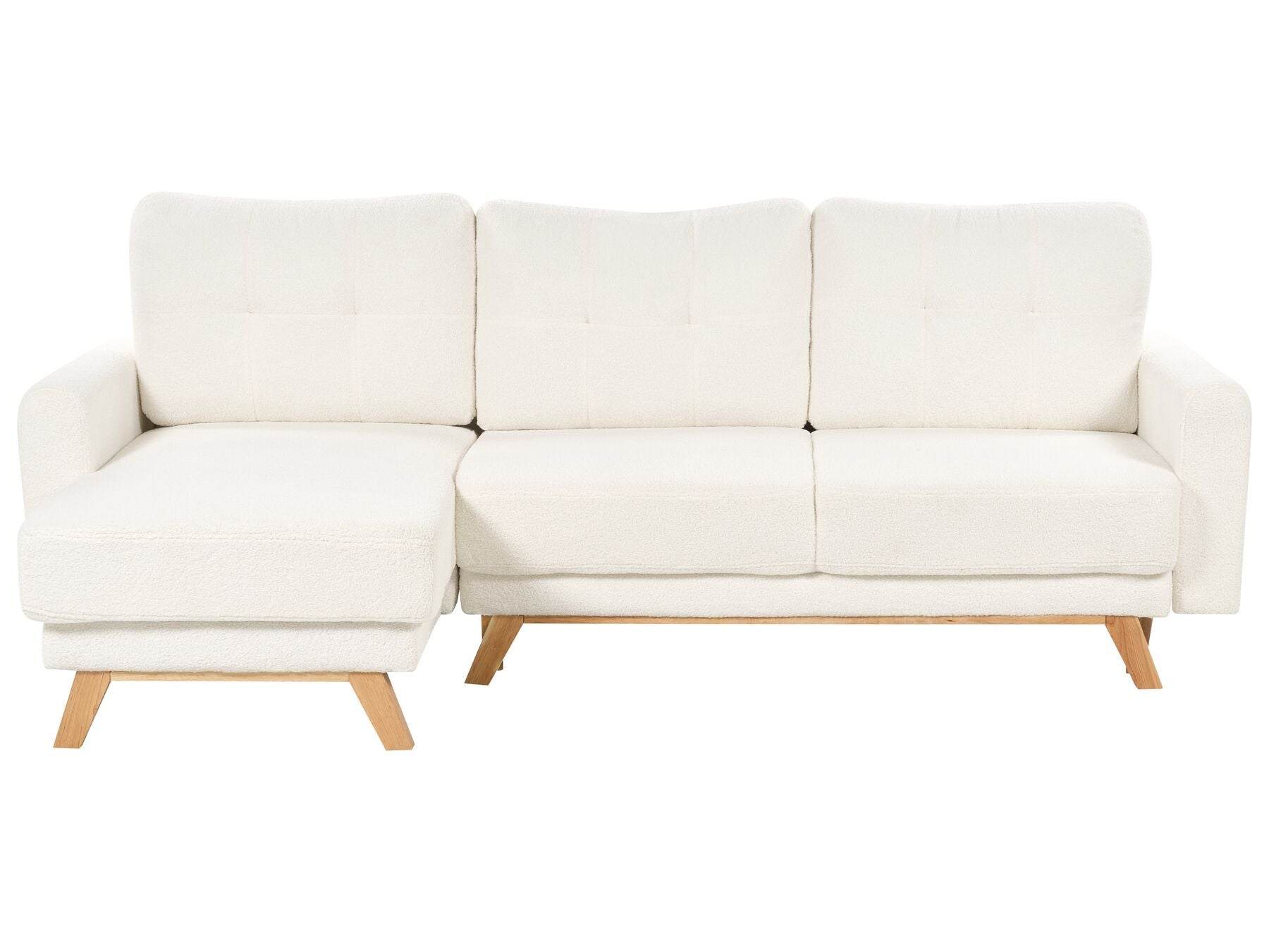 Corner Sofa Bed SIRO Boucle Off-White with Storage 3 Seater Right Hand